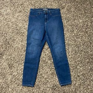 dark-wash skinny jeans